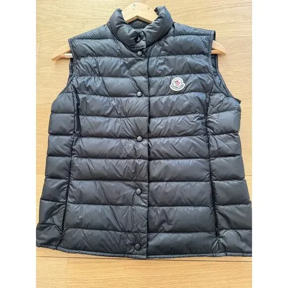 Moncler Liane Down Puffer Vest Gilet Black Size 2 (Medium) $1045